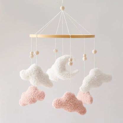 Wooden Crib Mobile Felt Bear Musical Newborn Sensory Toys
