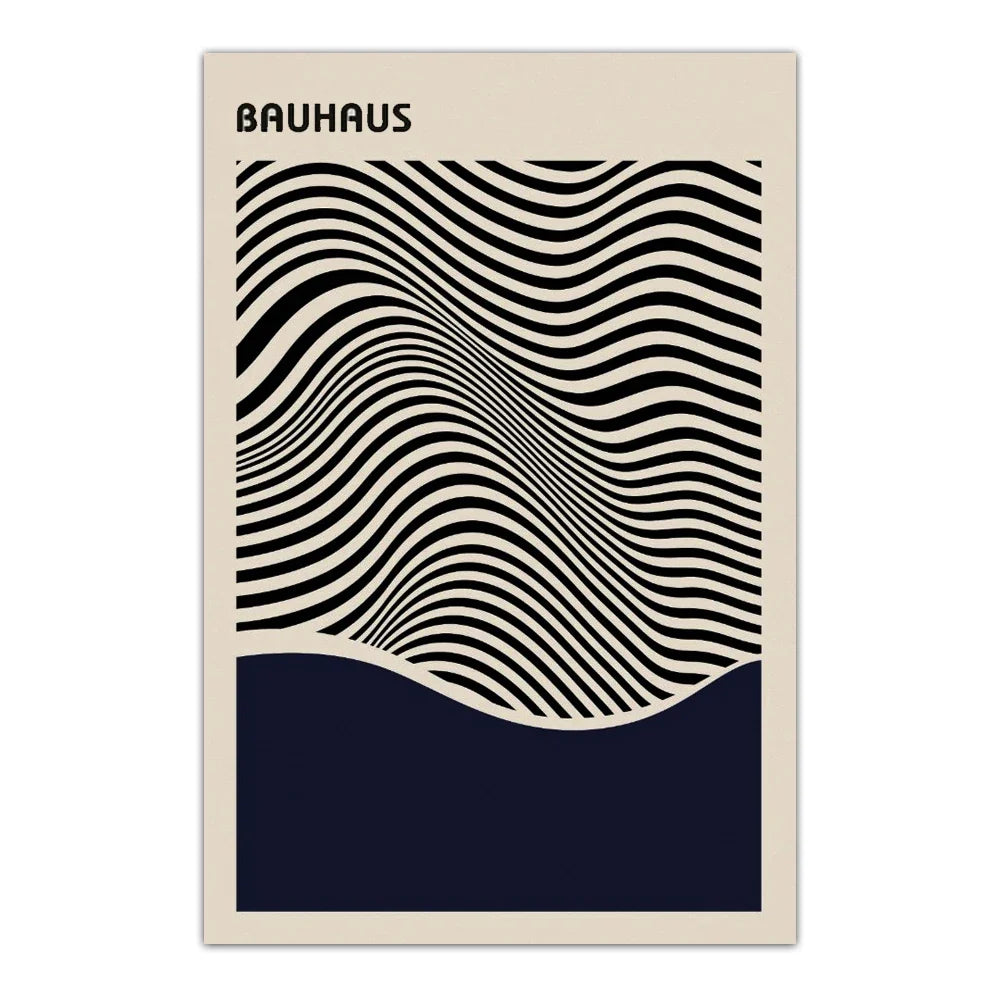 Modern Bauhaus Geometric Wall Art Prints Three Piece Set