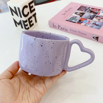 Ceramic Mug 300ml Porcelain Ring Handle Speckled Handmade Modern Coffee Cup Fall 2025 Cozy Gift