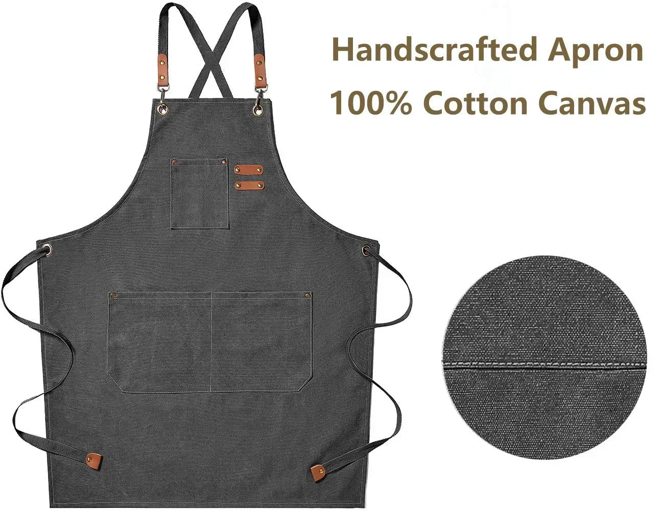 Canvas Apron Adjustable Crossback Work Apron For Kitchen Chef Restaurant Cafe Fall 2025 Durable Pockets