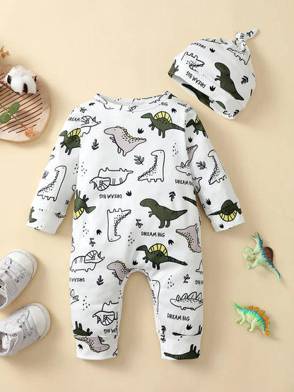 Additional gallery view 25 of baby boys bear print button-up winter romper