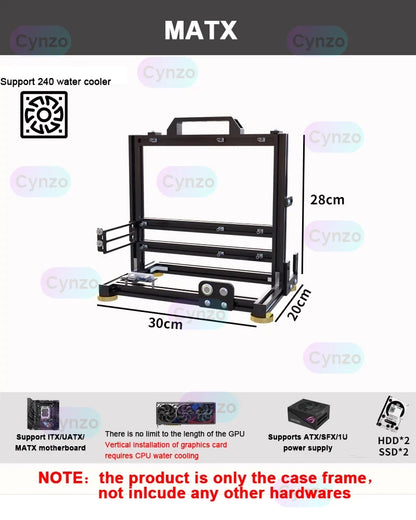Open Frame ATX PC Case Rack Modular Water Air Cooling