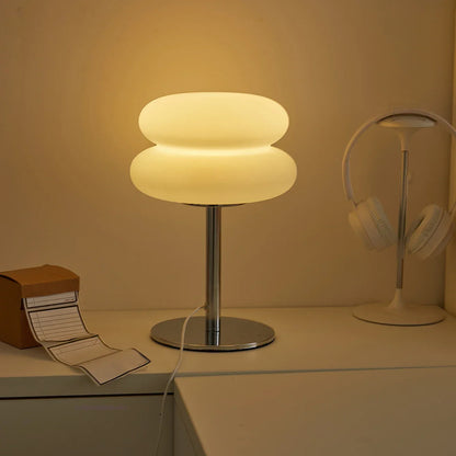Table Lamp Cream Plastic Lampshade Mushroom Bedside Lamp Fall 2025 Tri Color Dimming USB LED Included Cozy Ambient