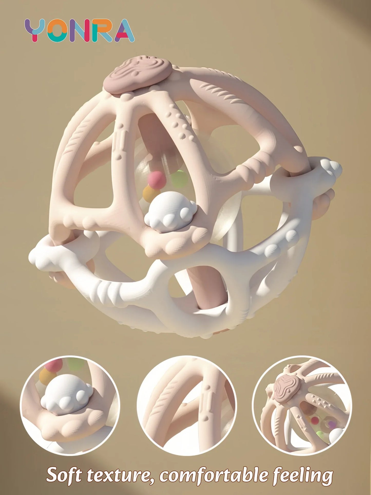 Silicone Teether Rattle Orb Montessori Newborn Sensory Toys