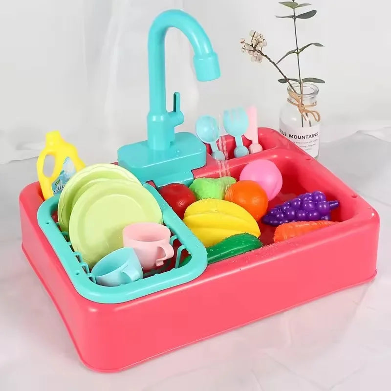 Kids Play Kitchen Sink Set with Water Circulation System for Educational Role Play and Imaginative Fun