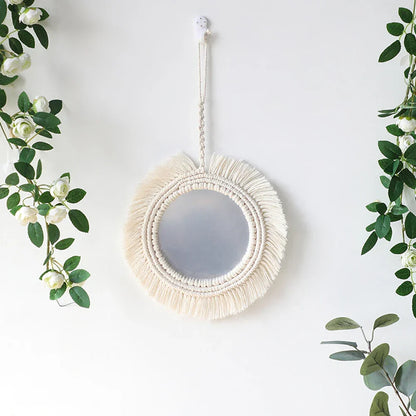 Macrame Mirror Set Cotton Fringe Boho Wall Hanging Mirrors Fall 2025 Cozy Nursery Home Decor Gift