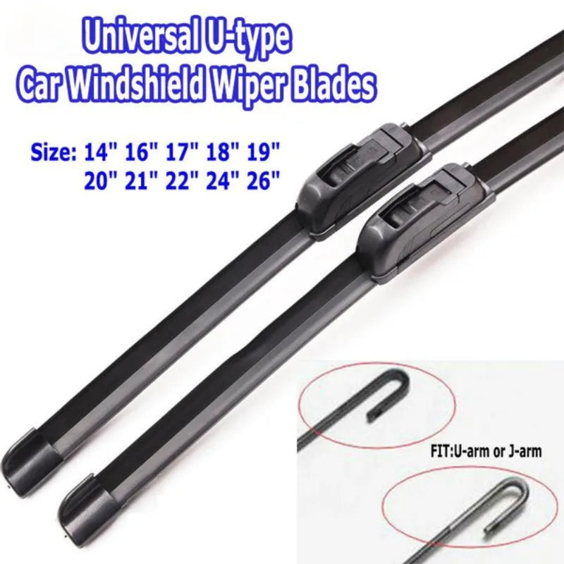 Car Windshield Wiper Blades U Type Universal Bracketless Frameless All Season 2026 Rain Ready