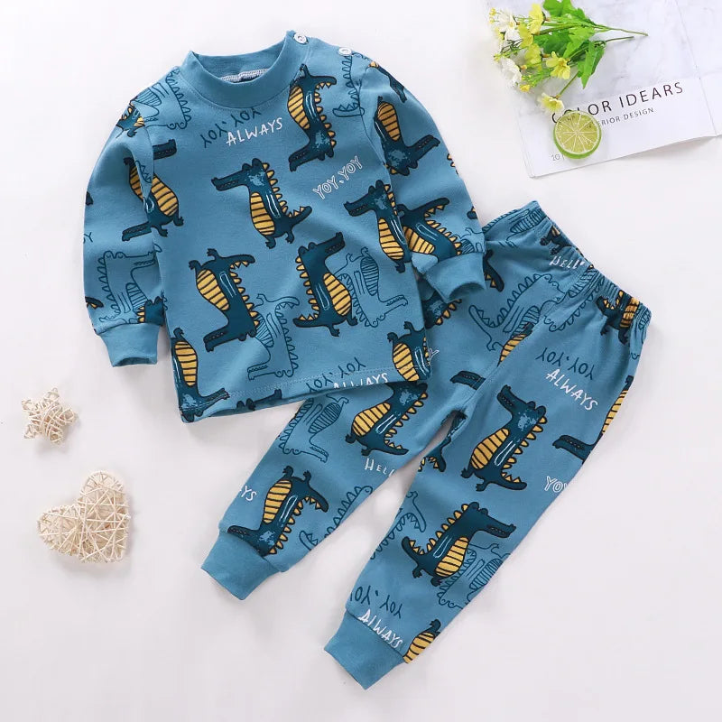 Additional gallery view 14 of kids cotton cartoon long sleeve pyjama set