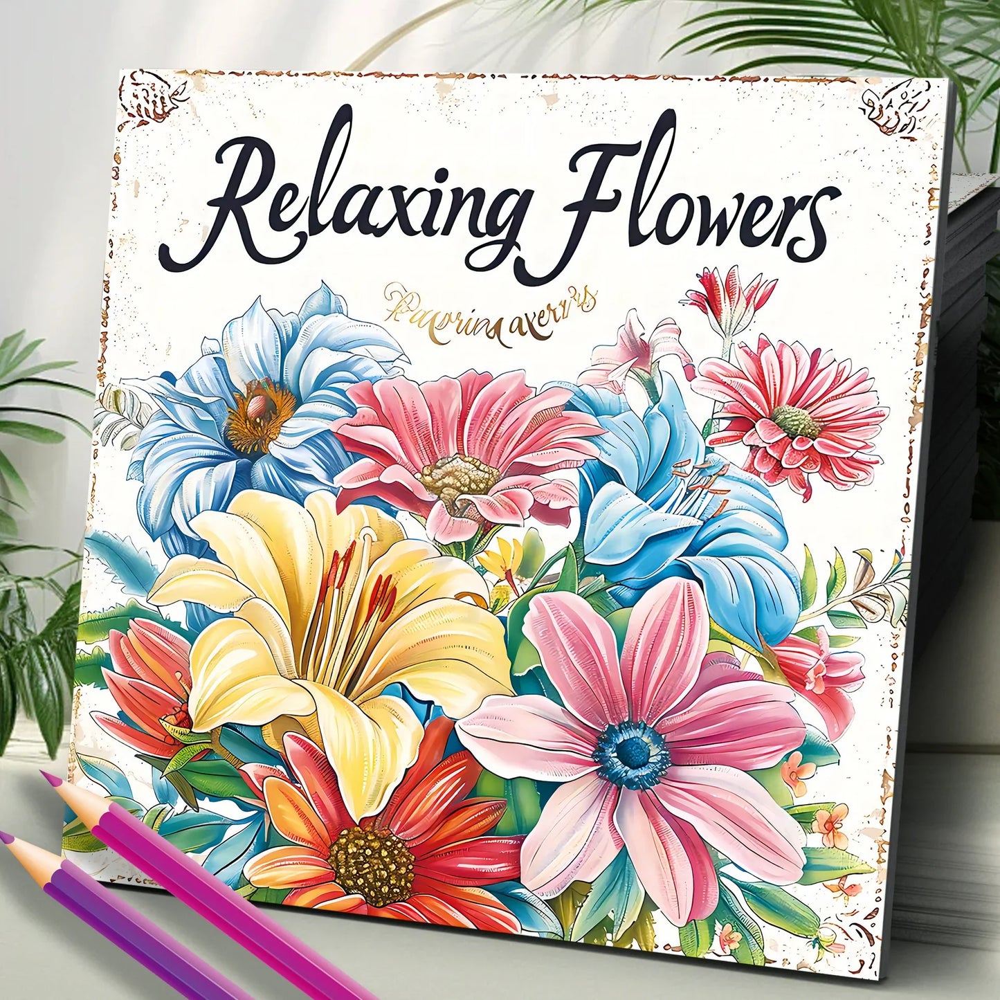 Art Coloring Book 20 Page Flower Graffiti Style Fall 2025 Trend Stress Relief Gift