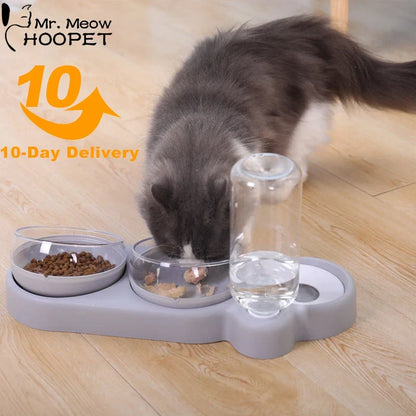 Raised Pet Feeding Station Tilted 3-Bowl Design With 500ML Water Bottle Fall 2025 Ergonomic Spine Protection