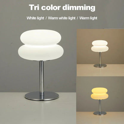 Table Lamp Cream Plastic Lampshade Mushroom Bedside Lamp Fall 2025 Tri Color Dimming USB LED Included Cozy Ambient
