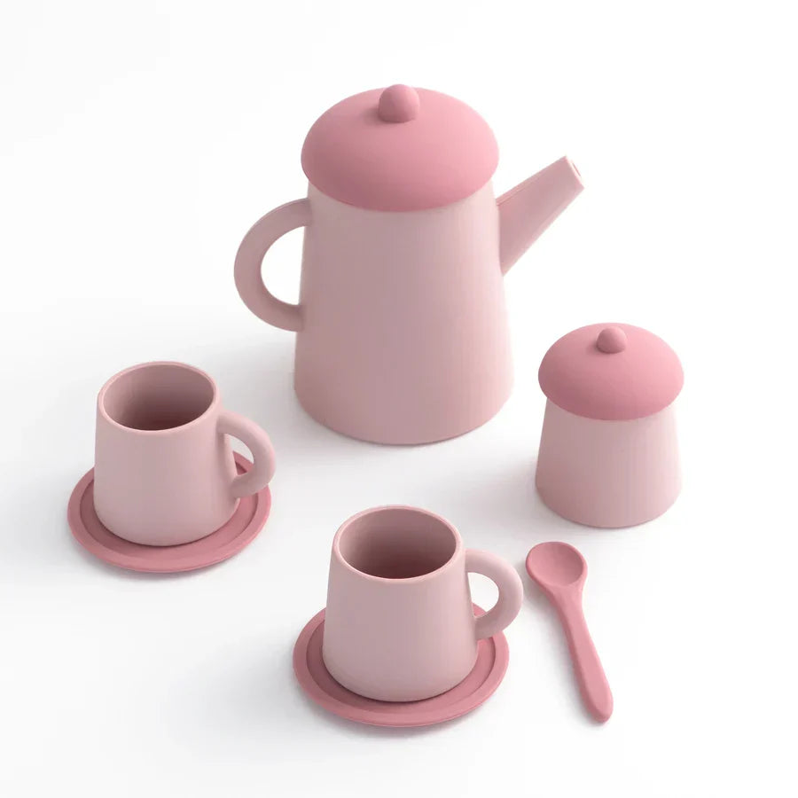 Miniature Tea Set Soft Silicone Pretend Play Tableware Kids Toy Back To School 2025 Imaginative Play Gift