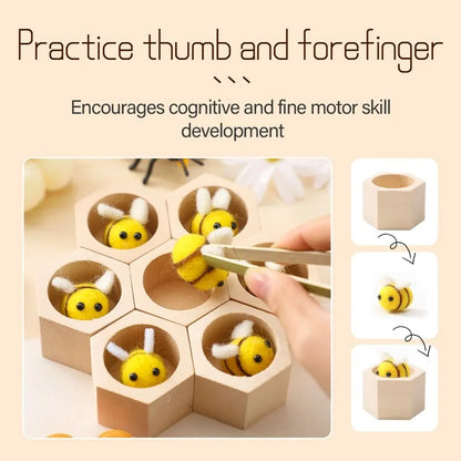 Montessori Fine Motor Toy 0-12 Months Wooden Bee Honeycomb Sensory Game Fall 2025 Development Gift
