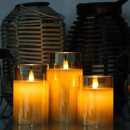 3Pcs/Set LED Flameless Candles with Remote Control - Flickering Light for Weddings & Home Decor