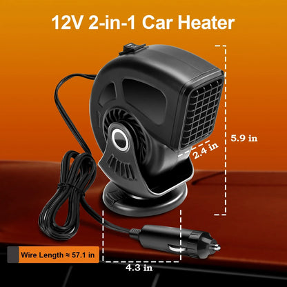 Car Heater Defogger 12V/24V 2-in-1 Heating And Cooling Plug In Windshield Defroster, Winter 2025 Ready