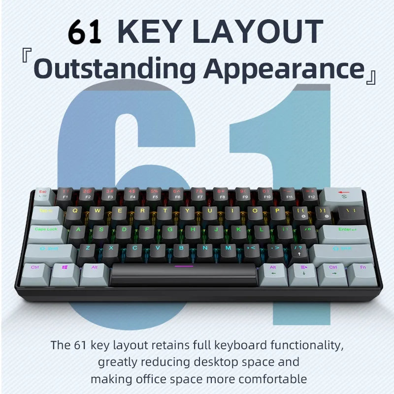 60 Percent Mechanical Mini Keyboard Wired RGB Portable