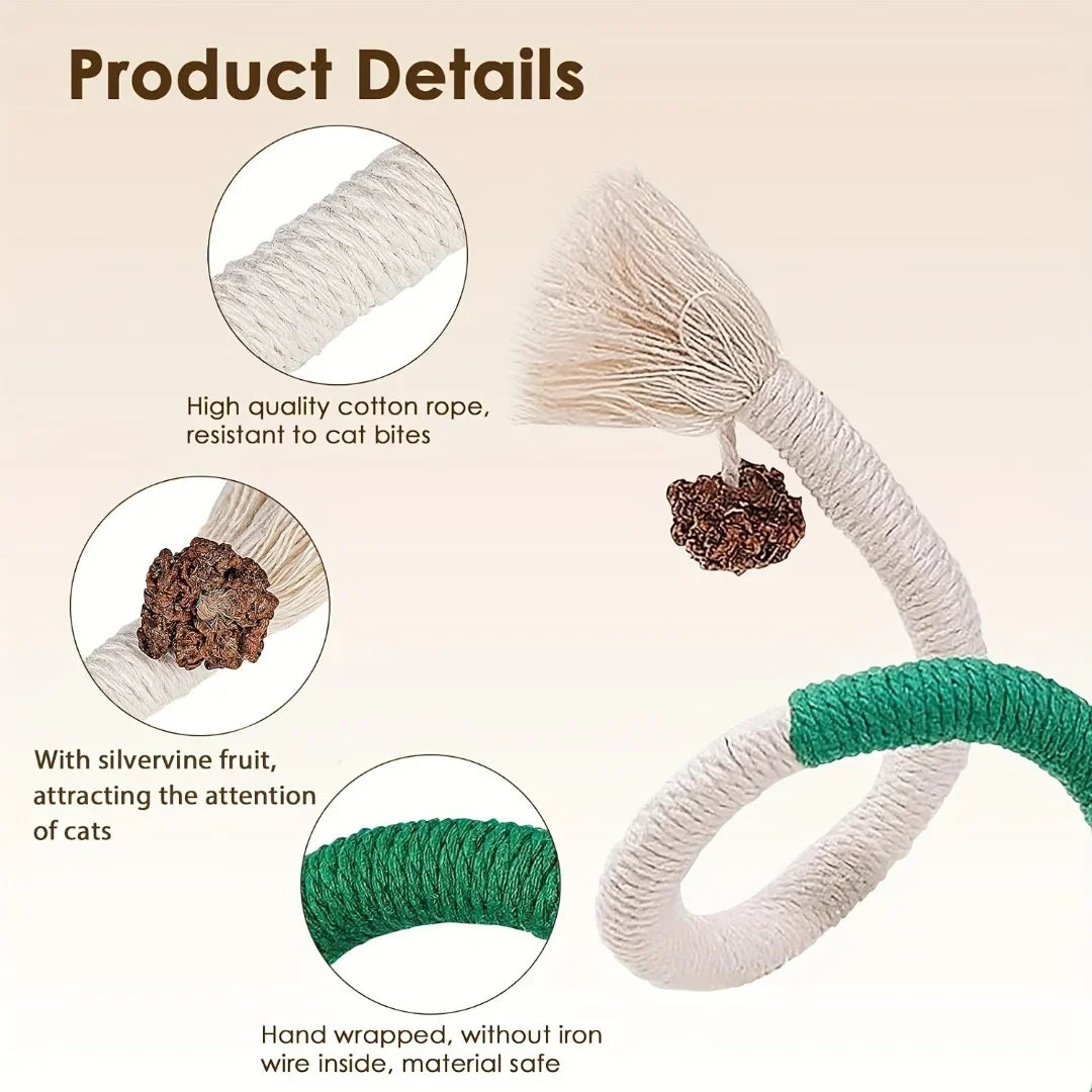 Cotton Cat Chew Toy for Teeth Cleaning - Catnip Rope Teething Toy for Indoor Cats