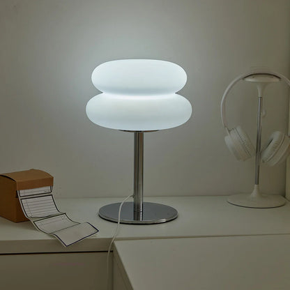 Table Lamp Cream Plastic Lampshade Mushroom Bedside Lamp Fall 2025 Tri Color Dimming USB LED Included Cozy Ambient