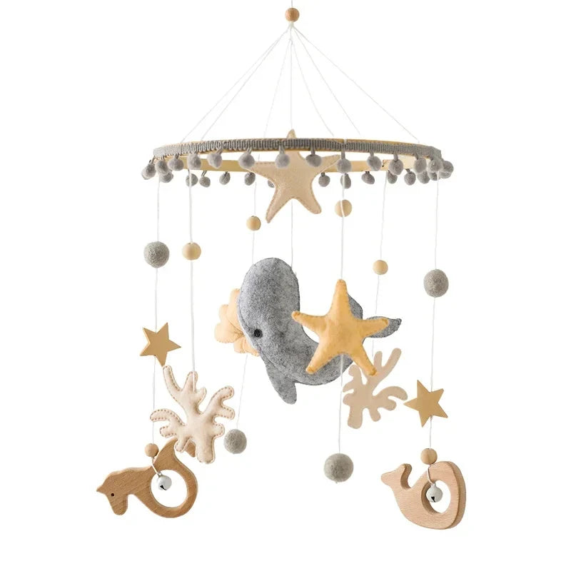 Wooden Crib Mobile Bracket Newborn Sensory Toys Soothing