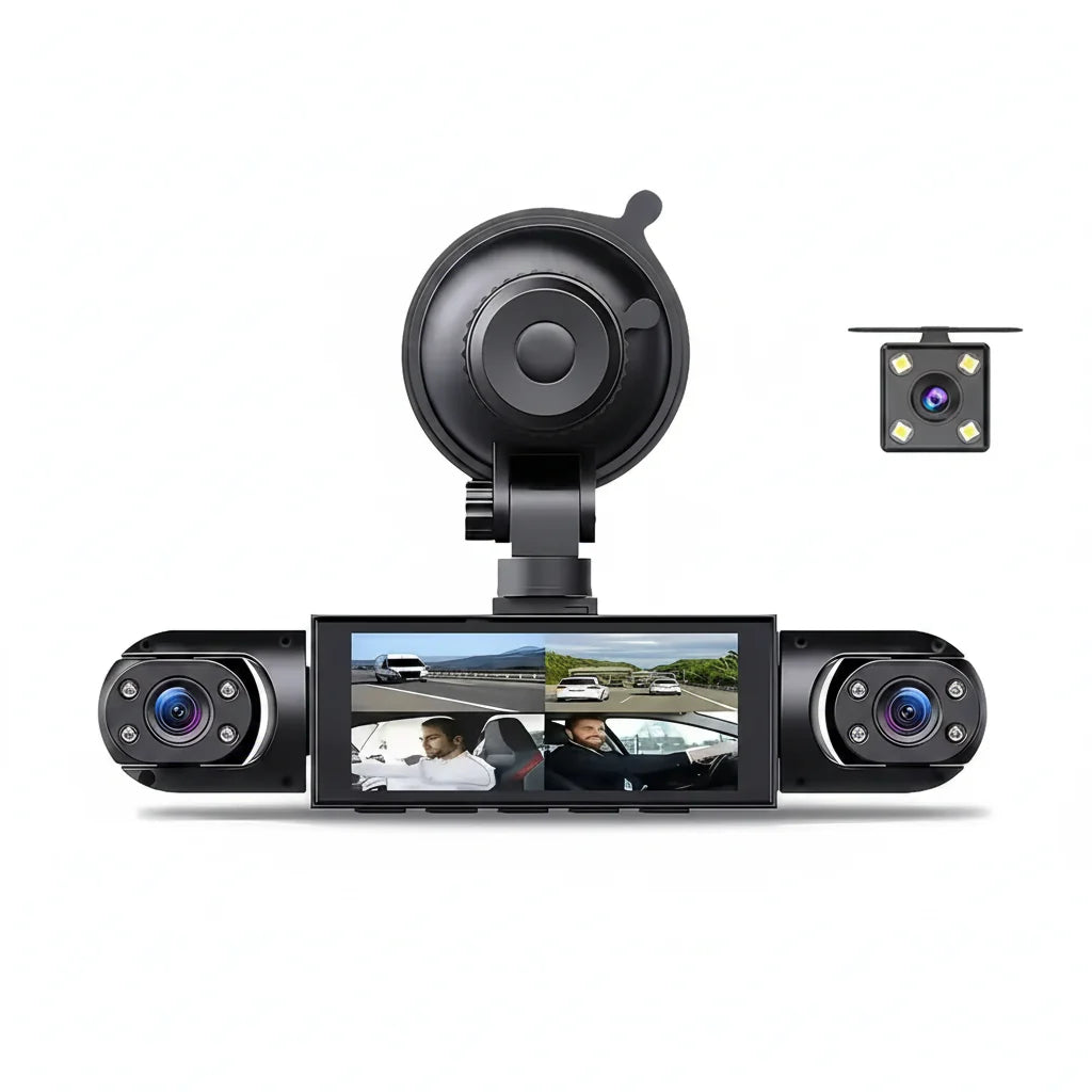 Dash Cam 4 Channel Car DVR – Front/Rear/Inside Cameras, Full HD 1080p Night Vision, Loop Recording Fall 2026