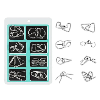 Metal Brain Teaser Wire Ring Puzzle Set – IQ Mind Challenge 3D Disentanglement Educational Toy 2026