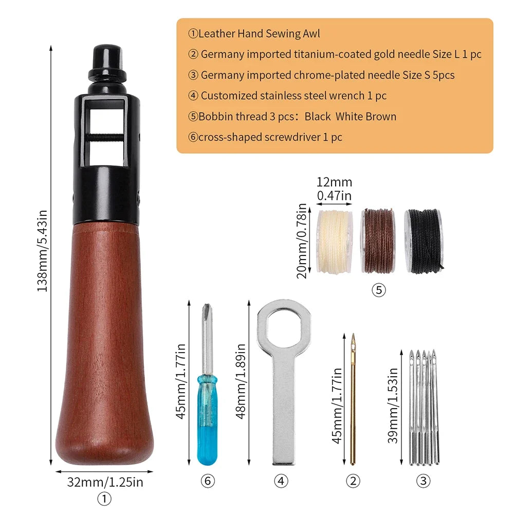 Leather Sewing Kit – Premium Hand Stitching Awl Tools Set for DIY Leather Craft and Canvas Repair, Fall 2026 Gift