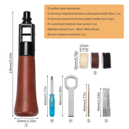 Leather Sewing Kit – Premium Hand Stitching Awl Tools Set for DIY Leather Craft and Canvas Repair, Fall 2026 Gift