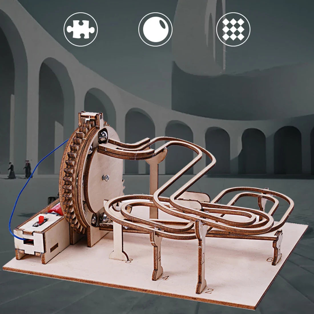 Marble Run Wooden 3D Mechanical Puzzle Kit Gear Driven Track STEM Toy Back To School 2025 Educational Gift