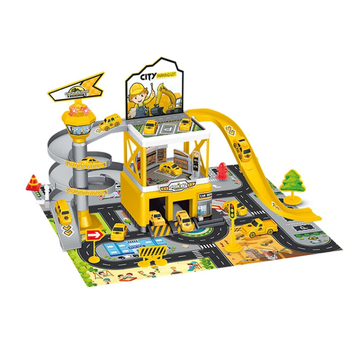 Multi-Storey Garage Racing Track with Cars - Interactive Parking Toy for Boys