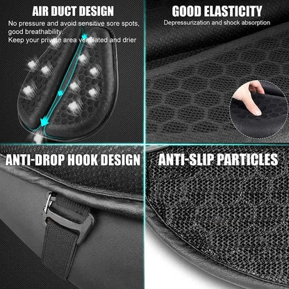 Motorcycle Gel Seat Cushion 3D Honeycomb Pressure Relief Anti-Slip Pad Long Ride Comfort