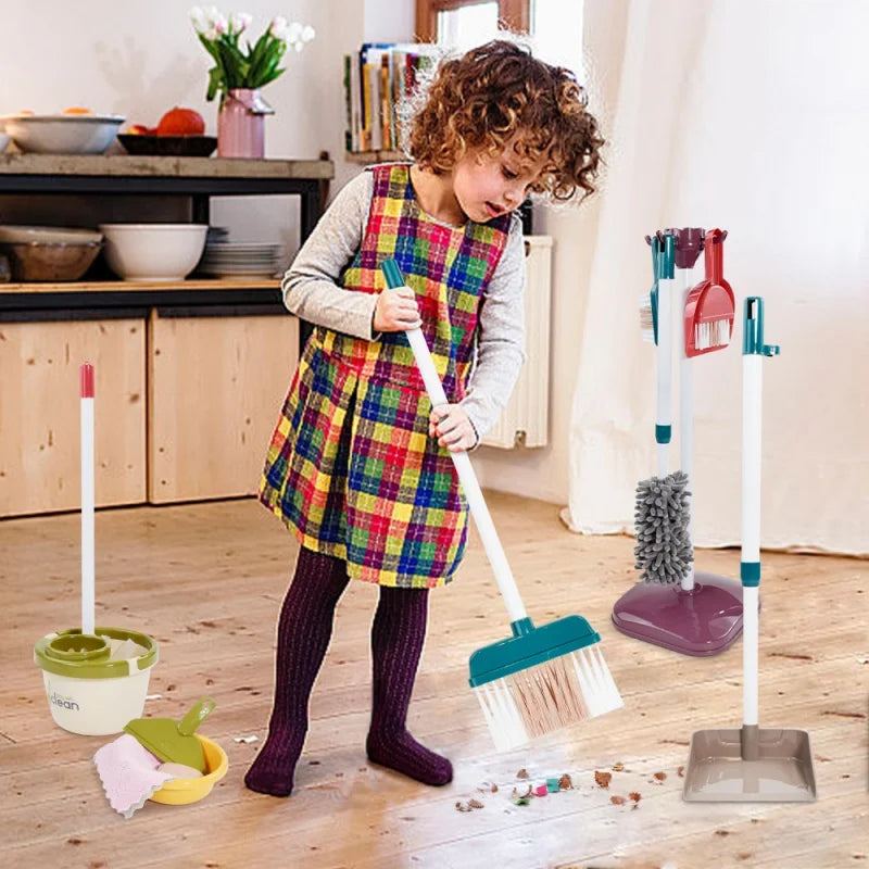 Kids Pretend Play Cleaning Set - Broom & Vacuum Toy for Boys and Girls, 23-Piece Sanitation Fun