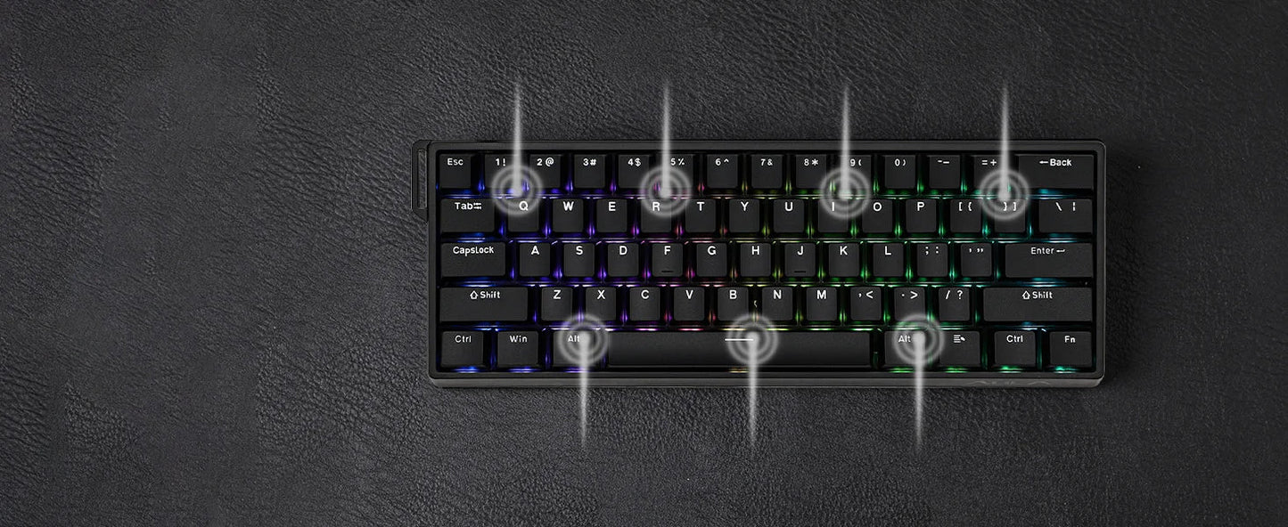 Mechanical 60 Percent Hot Swap Keyboard Aluminum RGB Hall