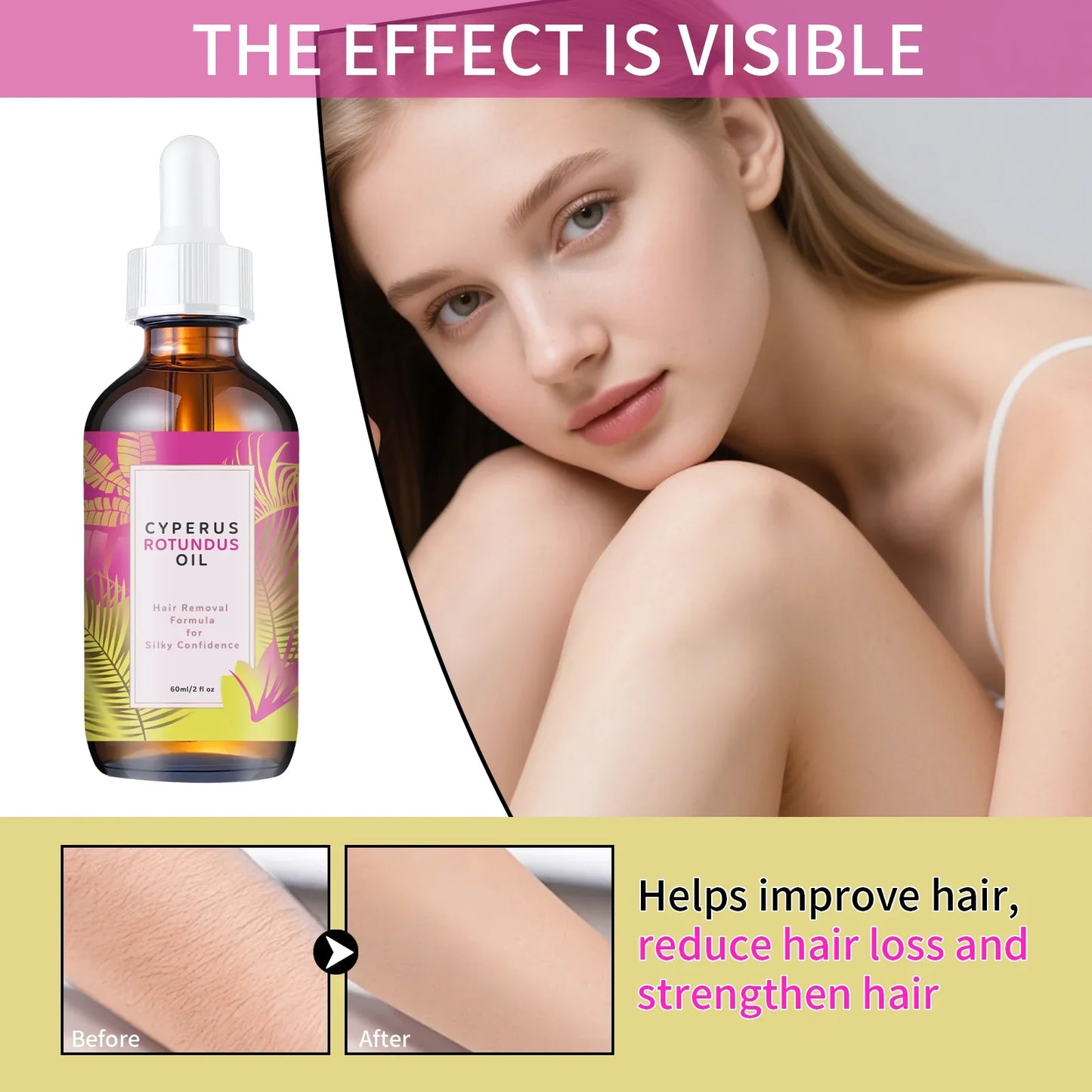 Hair Removal Oil 60ml Natural Jojoba Almond Oil For All Skin Types Long Lasting Smooth Skin TikTok Viral Fall 2026