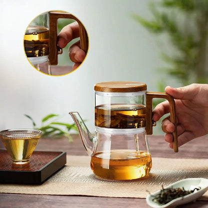 Home Magnetic Suction Floaty Cup Teapot 740ML Heat-Resistant Glass Tea Set