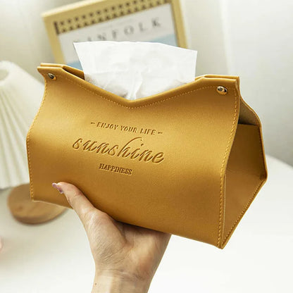 Leather Tissue Box - Nordic Car & Home Decor, Large Storage Napkin Holder