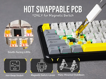 Mechanical Keyboard 68Key Wireless Bluetooth RGB Hall Effect