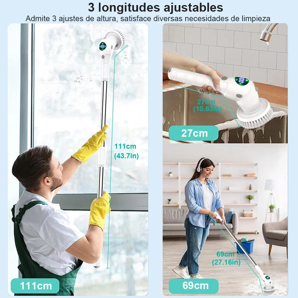 Wireless Rotatable Electric Cleaning Brush - 8 in 1 Household Cleaning Tool for Kitchen & Bathroom