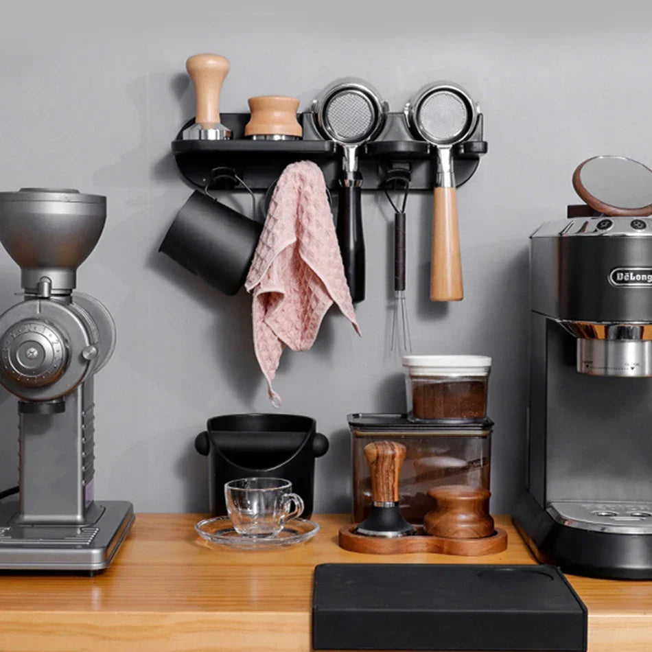 Portafilter Wall Rack Self Adhesive Espresso Holder Fits 51mm 54mm 58mm Coffee Setup Fall 2025 Space Saving Organizer