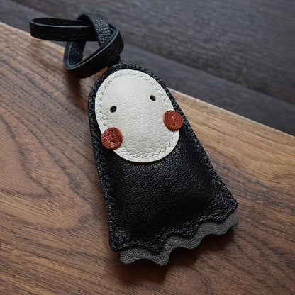 Leather Bag Charm No Face Keychain Black Cozy Cute Gift