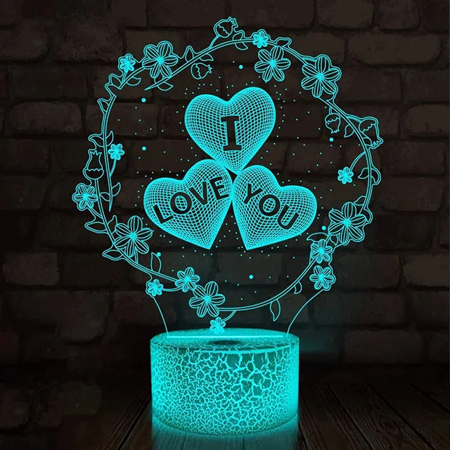 3D Illusion Heart Lamp - USB LED Night Light, An Ideal Valentine's Day Gift