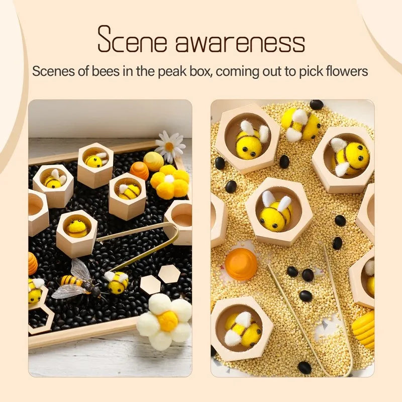 Montessori Fine Motor Toy 0-12 Months Wooden Bee Honeycomb Sensory Game Fall 2025 Development Gift