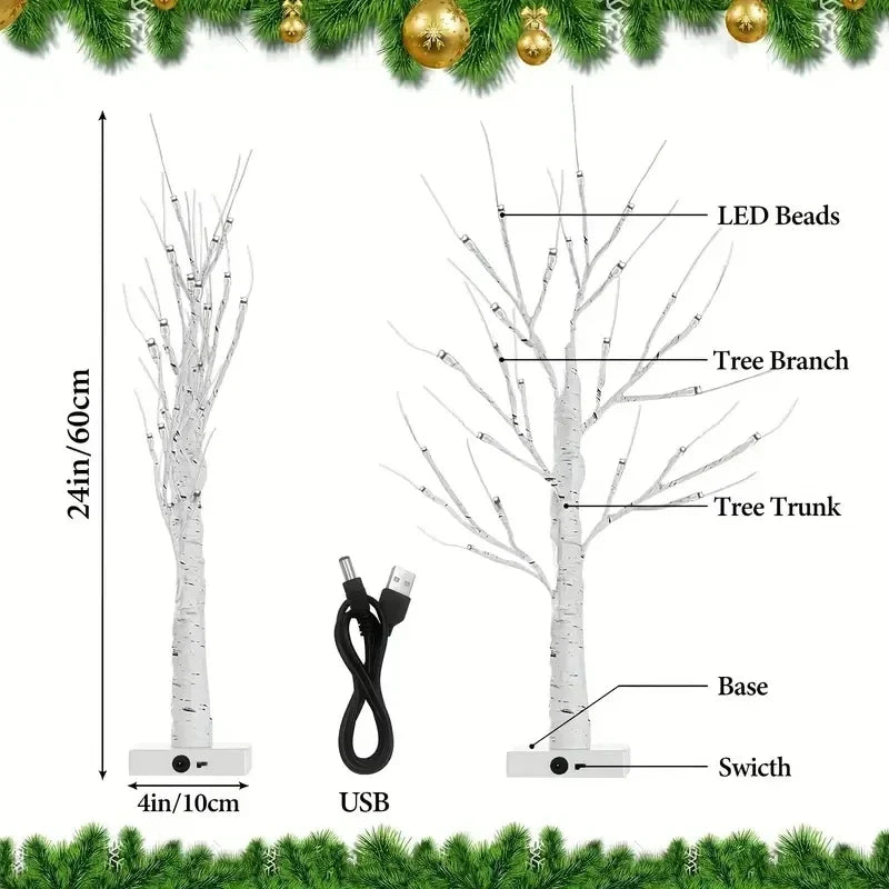 LED Easter Birch Tree Lamp USB Battery Powered Decor