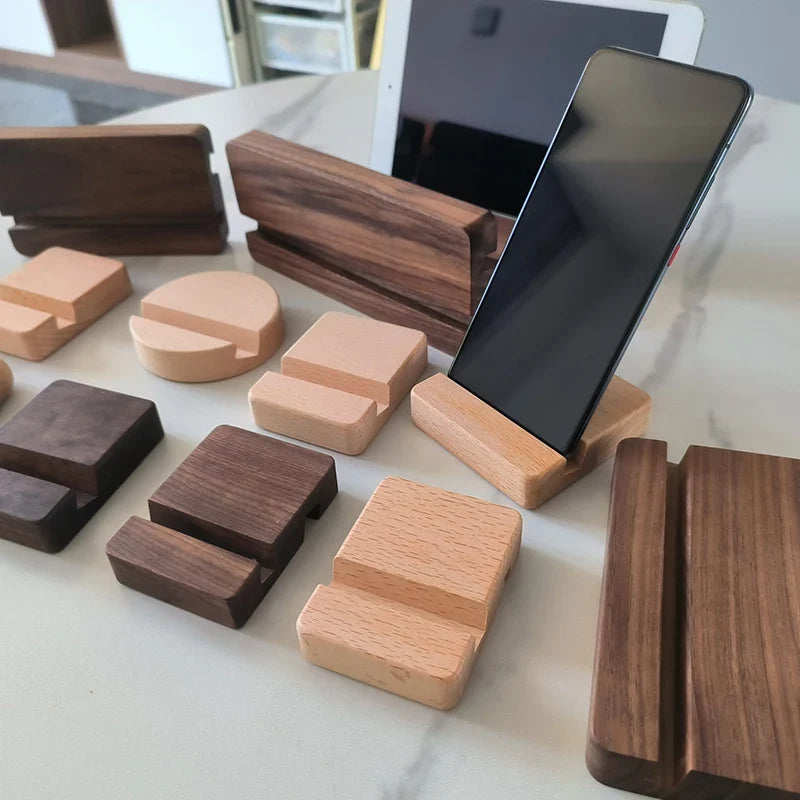 Universal Solid Wood Desk Stand Holder for Mobile Phones & Tablets - Home Accessories