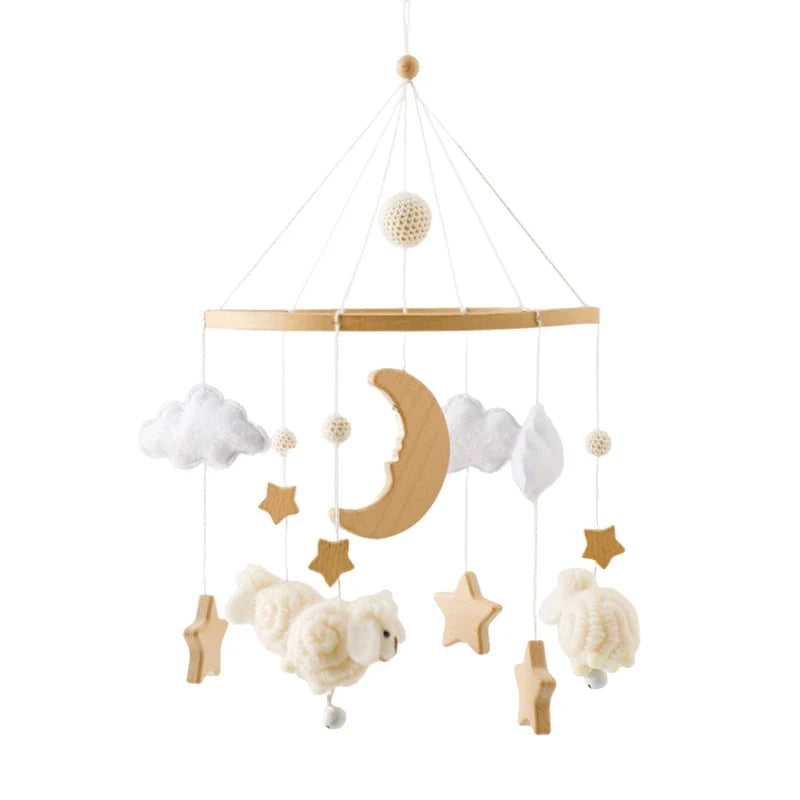 Wooden Crib Mobile Bracket Newborn Sensory Toys Soothing