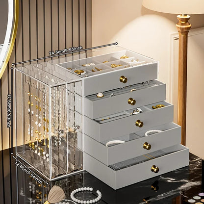 Jewelry Organizer 7-Layer Transparent Drawer Box High Capacity Storage Earrings Necklaces Rings Case Holiday Gifts 2026