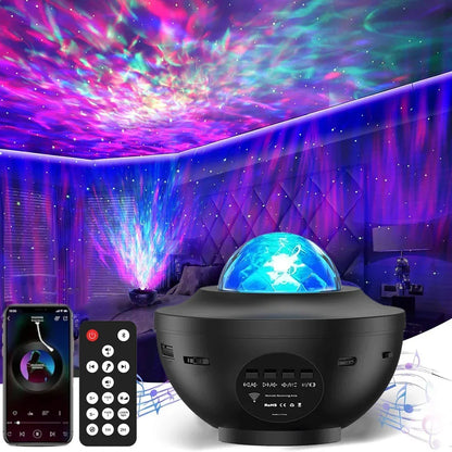 Colorful Starry Galaxy Projector Night Light Child Bluetooth Music Lamp Gift