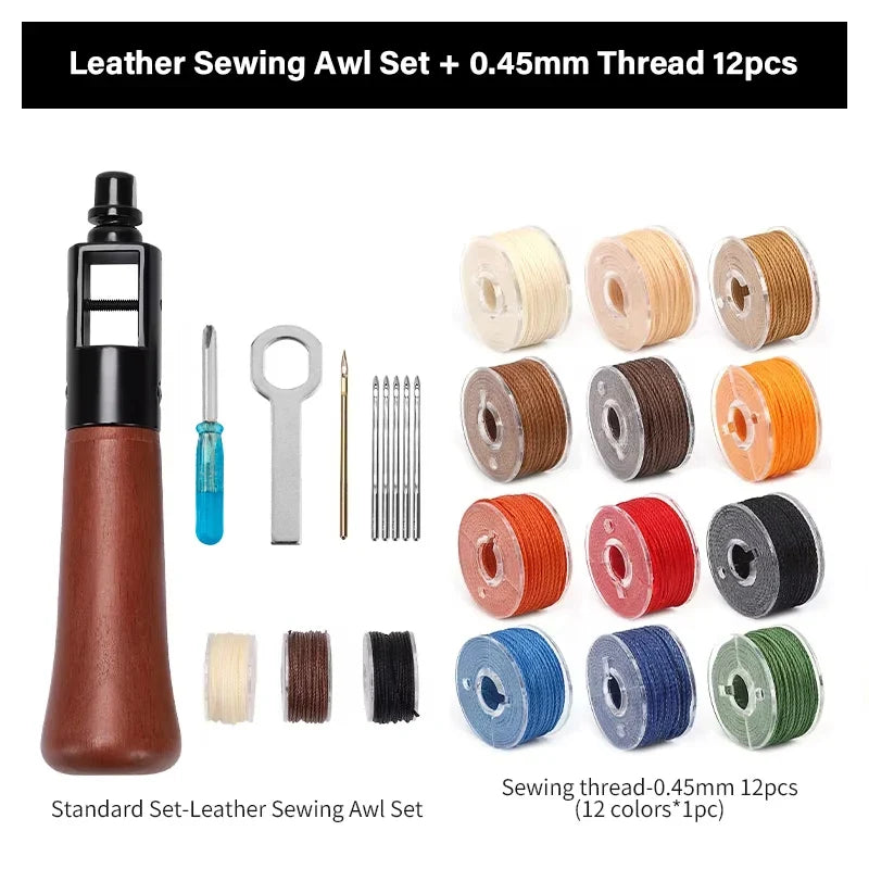 Leather Sewing Kit – Premium Hand Stitching Awl Tools Set for DIY Leather Craft and Canvas Repair, Fall 2026 Gift