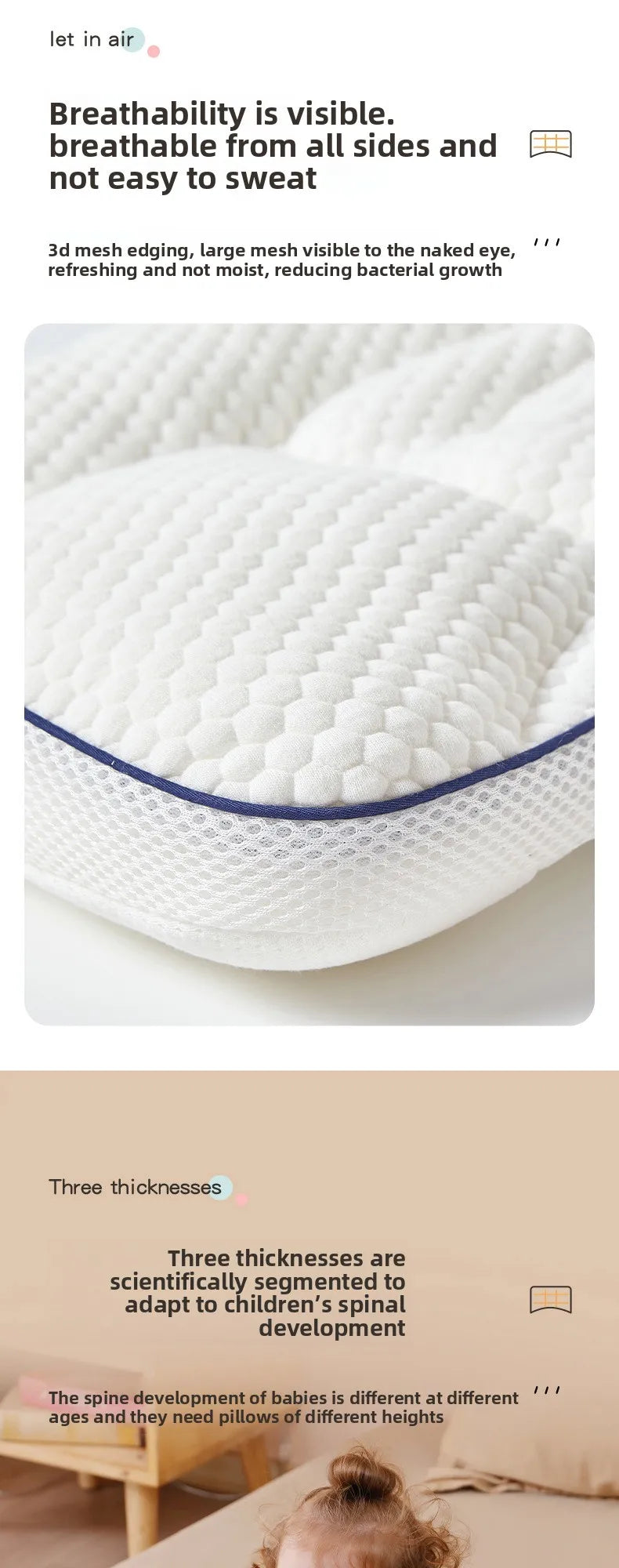 Baby Neck Support Pillow – All-Season Cotton Sleeping Pillow for Toddlers & Kindergarten Kids