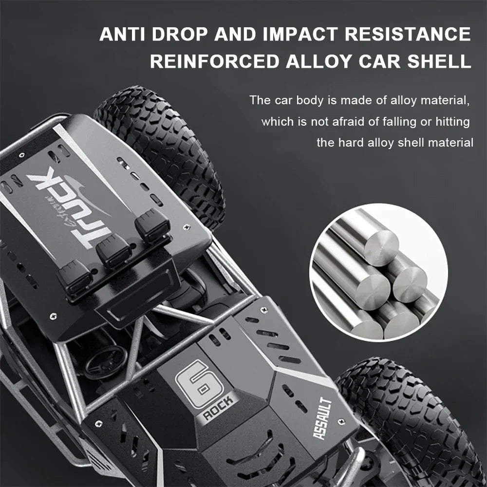 Remote Control Car Off Road Monster Truck Rock Crawler 4WD Dual Motors Metal Shell LED Headlights Kids Gift Fall 2025