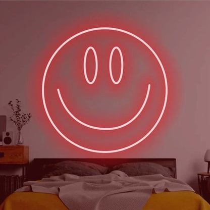 LED Neon Sign 35cm USB Powered Smile Face Wall Hanging Night Light Bedroom Decor Fall 2025 Gift